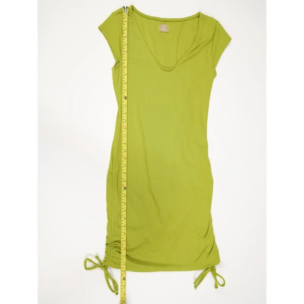 Y2K Boho Luxe Ruched Side Tie Mini Dress Chartreuse Free-est Free People M